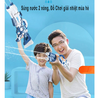 Súng Bắn Nước 2 Nòng Cỡ Lớn, Súng Nước 2 Vòi Áp Lực Loại To Bắn Xa kích thước 50cm