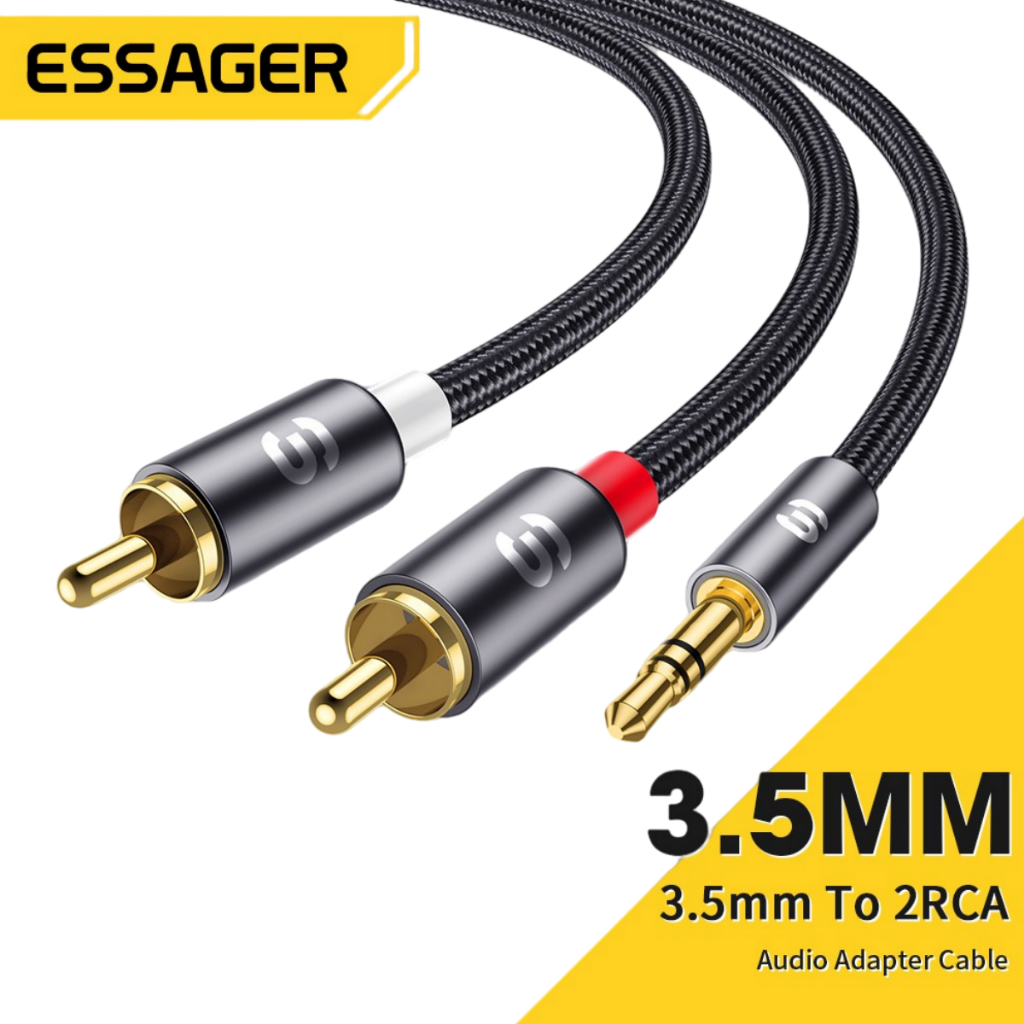 ESSAGER 3,5mm đến 2 RCA Cáp aux Audio Cable Adapter Cáp âm thanh Splitter cho máy tính để bàn DVD TV