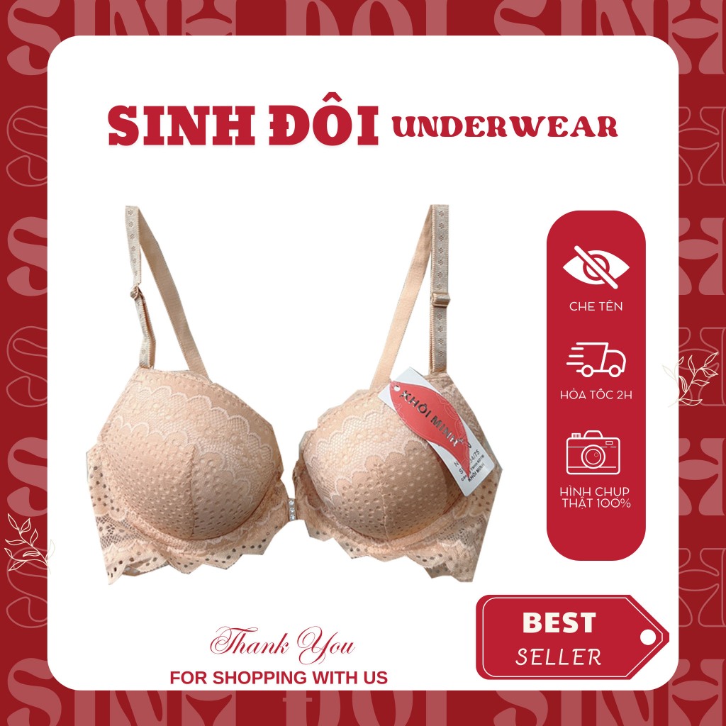 Áo ngực nữ ren cài trước nâng ngực 8336 có gọng mút dày cúp xéo size 32-34-36