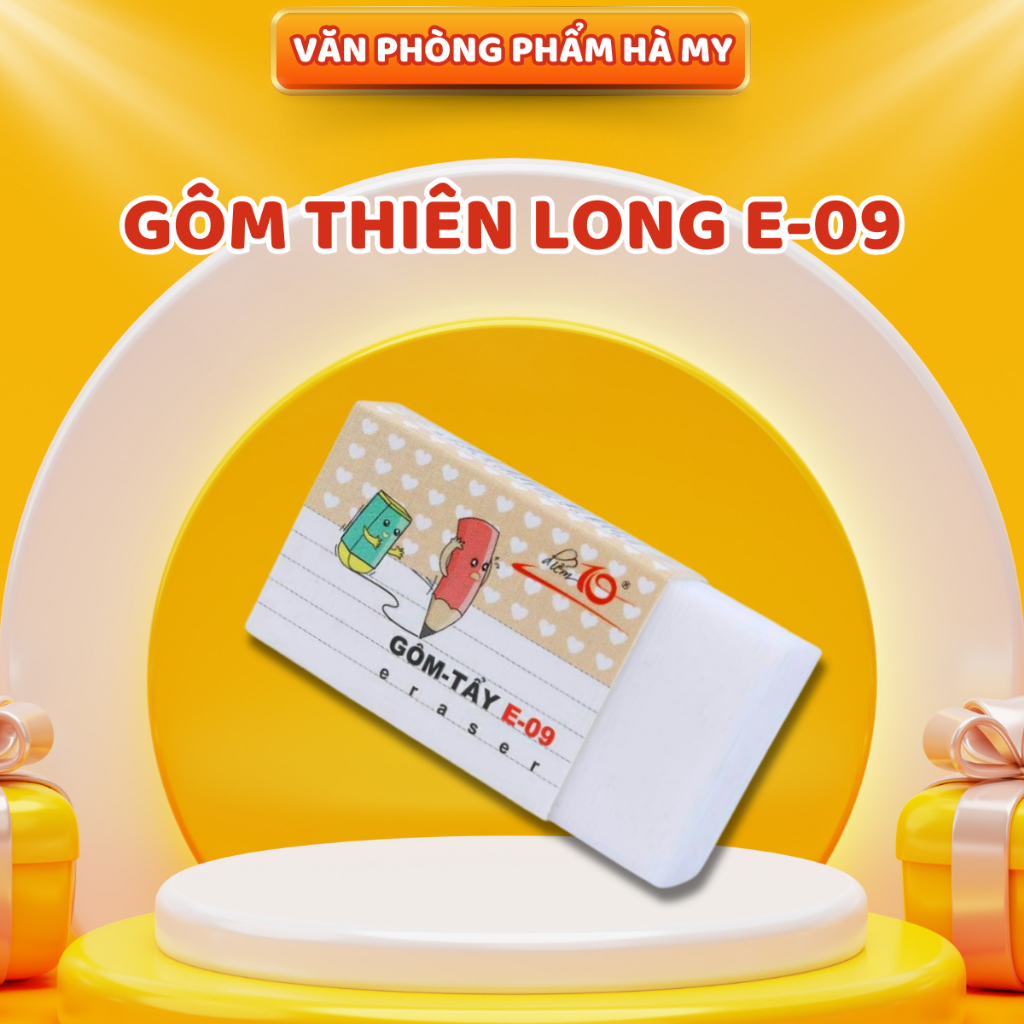 Combo 5 Cục Gôm tẩy xóa chì Thiên Long Điểm 10 E-09 siêu mềm và siêu dẻo