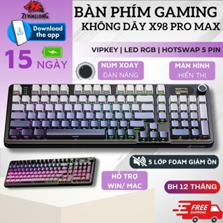 Bàn Phím Cơ Không Dây Ziyoulang Attack Shark X98PRO MAX Núm Xoay Đa Năng Tích Hợp Màn Hình App Macro