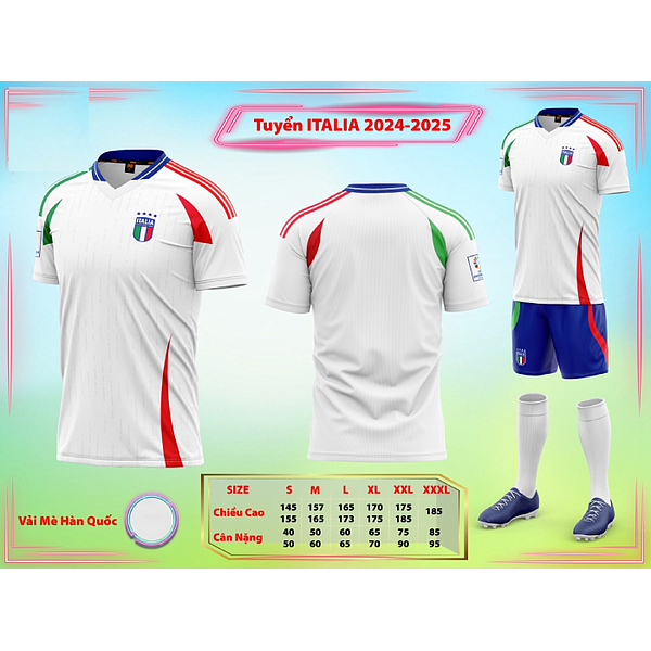 Bộ Quần Áo Bóng Đá Người Lớn - Đội Tuyển Italia ( Vải Mè )
