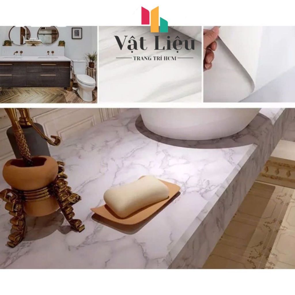 Giấy dán bếp decal giả vân đá 3D/ Giấy dán tường chịu nhiệt chống nước chống dầu mỡ