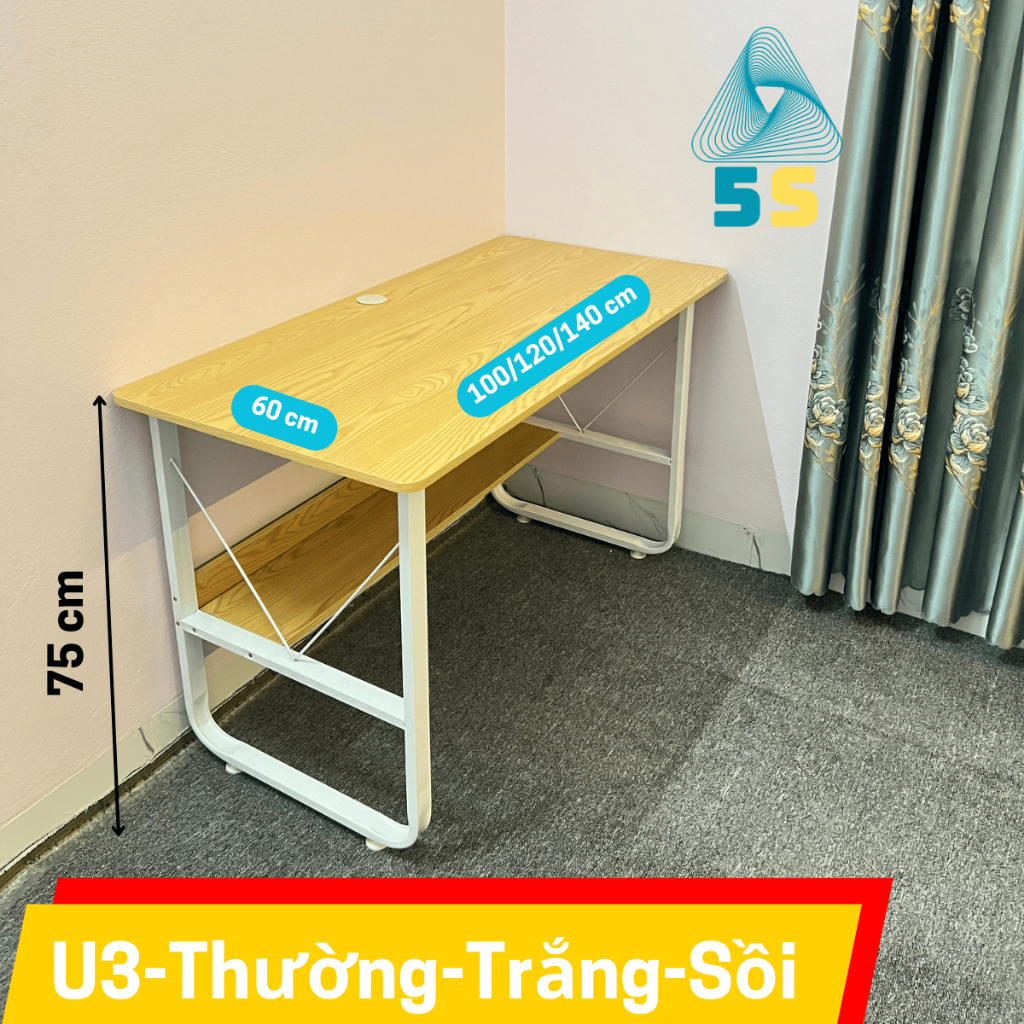 Bàn Làm Việc Để Máy Tính Có Kệ – Mặt Gỗ MDF – Chân Sắt Sơn Tĩnh – Kệ 2 Màn Hình, Chịu Tải Tốt | BigBuy360 - bigbuy360.vn