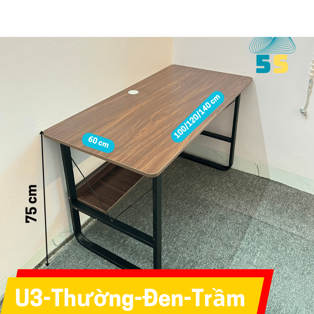 Bàn Làm Việc Để Máy Tính Có Kệ – Mặt Gỗ MDF – Chân Sắt Sơn Tĩnh – Kệ 2 Màn Hình, Chịu Tải Tốt | BigBuy360 - bigbuy360.vn