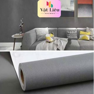 Giấy dán tường màu Xám Nhám Đâm sẵn keo khổ 45cm x 10m chống nước dễ lau chùi