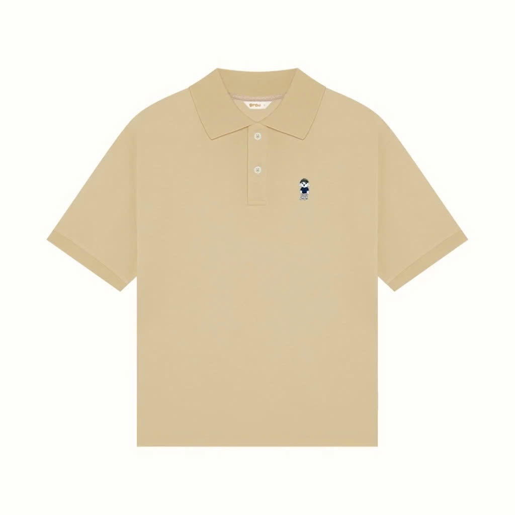 Áo Polo Trơn Grau Premium Pique Logo Thêu