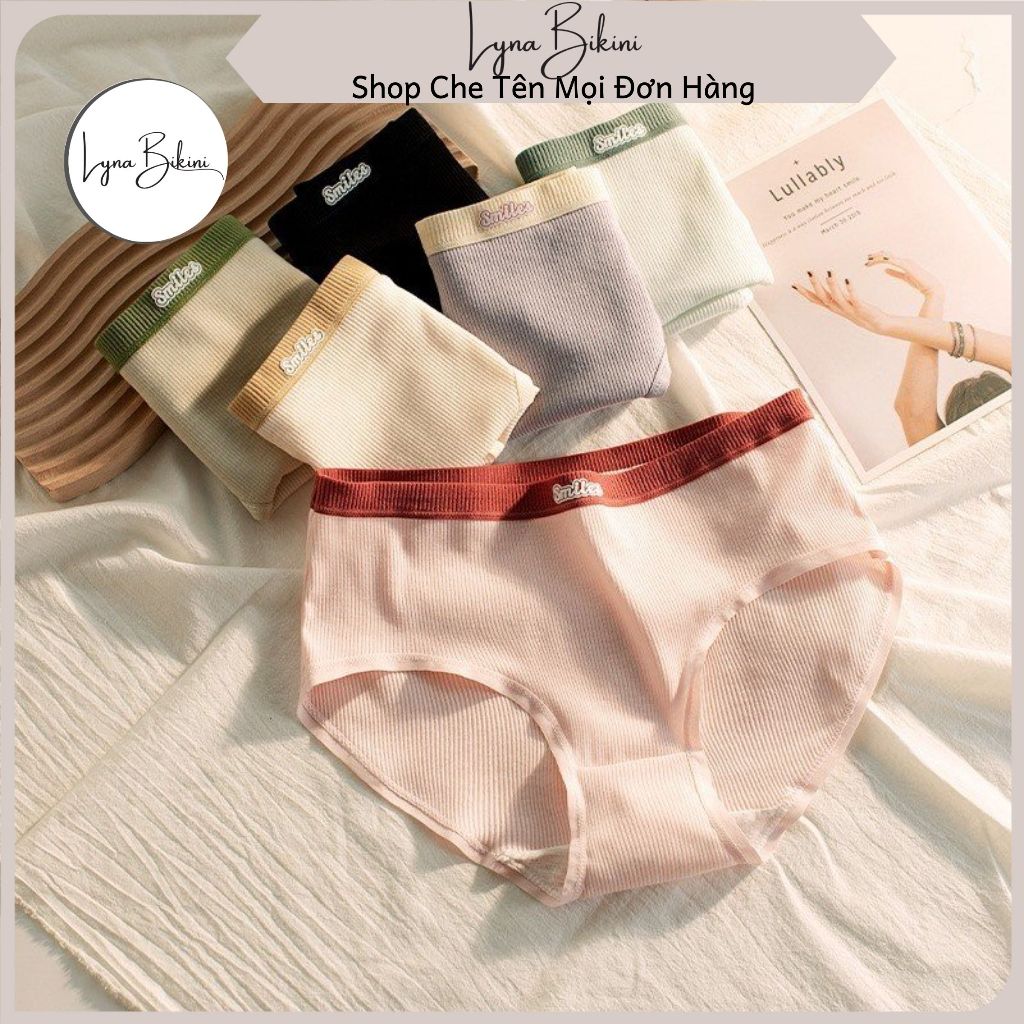 Quần lót Nữ Lyna BikiniThiết kế Cotton gân tăm smilee mềm mại MÃ 1018
