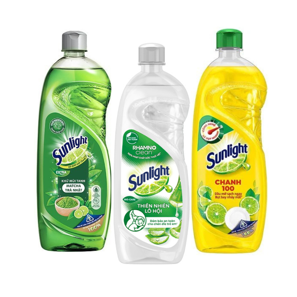 Nước rửa bát SUNLIGHT hương chanh / trà xanh / muối khoáng & lô hội