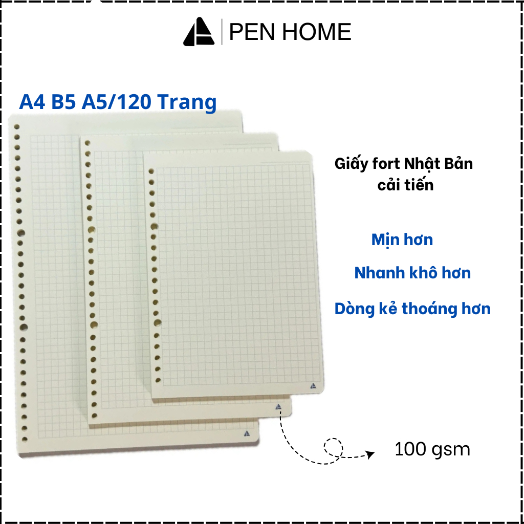 Ruột sổ còng giấy refill Bonzai A5, B5 ,A4 100GSM Fort Nhật Bản cao cấp.