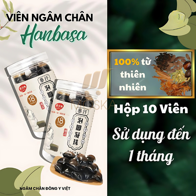 Viên Ngâm Chân Thảo Mộc 18 Vị Thảo Mộc HANBASA, Ngăn Ngừa Đột Quỵ, Giảm Nhức Mỏi, Tê Bì Chân Tay Giúp Ngủ Ngon Sâu Giấc