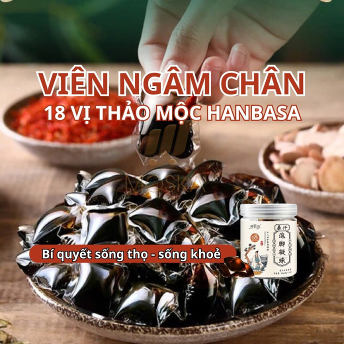 Viên Ngâm Chân Thảo Mộc 18 Vị Thảo Mộc HANBASA, Ngăn Ngừa Đột Quỵ, Giảm Nhức Mỏi, Tê Bì Chân Tay Giúp Ngủ Ngon Sâu Giấc
