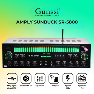 Amply karaoke bluetooth Sunbuck SR-5800 công suất lớn 1200W, 8 sò Toshiba nhập khẩu, âm thanh thanh, bass căng BH 12T