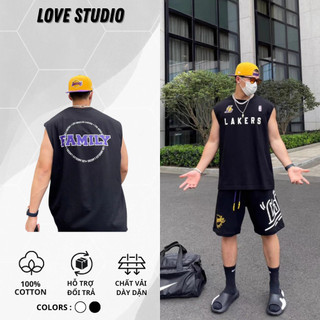  Áo Tanktop Ba Lỗ Nam Nữ Họa Tiết L LAKERS LoveStudio Unisex Chất Vải Cotton 100% Dày Dặn  BL11  