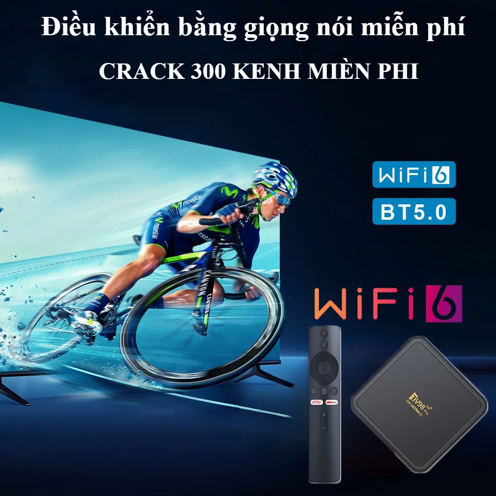 【mới】Android Tivi Box Tv98 Pro Crack Dual Wifi 2.4G và 5G,Ram 4G Rom 32GB khiển giọng nói,Kết nối Bl
