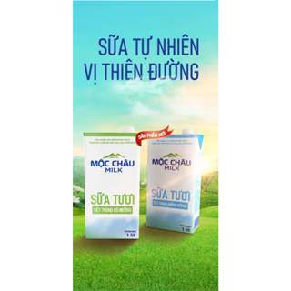 Mua 1 Thùng sữa tươi tiệt trùng Mộc Châu Milk 1 Lít x 12 hộp loại có đường, không đường, ít đường