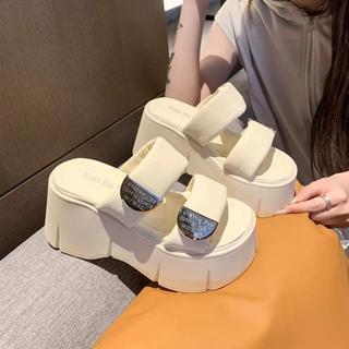 Dép xuồng quai ngang đế cao 9cm, dép quai dán đế bánh mì hàng QCCC (full box)