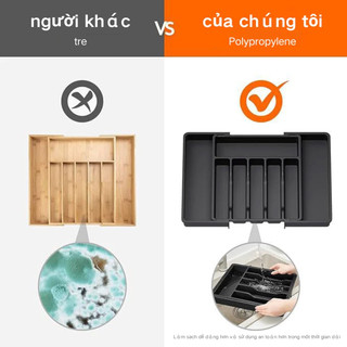 Khay chia đũa thìa ngăn kéo nhà bếp có thể mở rộng giúp không gian bếp gọn gàng, ngăn nắp