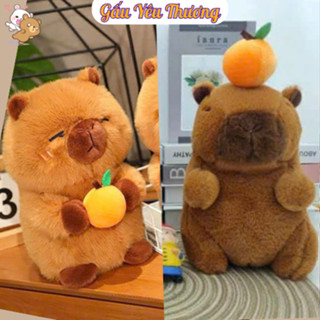 Sét Quà Tặng Gấu Bông Capybara Cùng Trái Cam Trên Đầu Đáng Yêu Có Kèm Quà Tặng Hoa, Thiệp, Đèn Led, Sinh Nhật Cho Nam Nữ