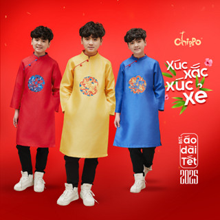 Áo dài tết dáng cách tân in hình rồng đón tết Chippo cho bé trai từ 8 đến 16 Tuổi(25-60Kg) AD rồng