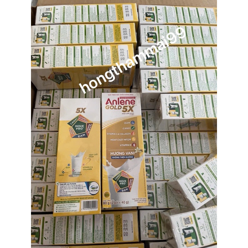 sữa gói anlene gold 5X hương vani 1hộp 80g(2gói x 40g) cho người trên 40 tuổi date 9/2025