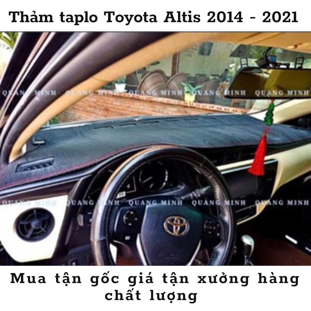 Thảm taplo ô tô, thảm taplo Toyota Altis 2014 - 2021 da carbon chính hãng QMCAR thảm k cong vênh
