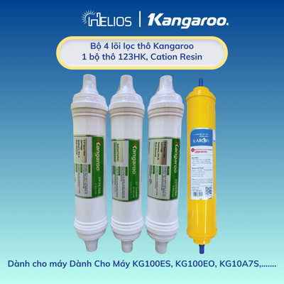 Bộ 4 lõi lọc thô Kangaroo 1 bộ thô 123HK, Cation Resin dành cho máy Dành Cho Máy KG100ES, KG100EO, KG10A7S,.....