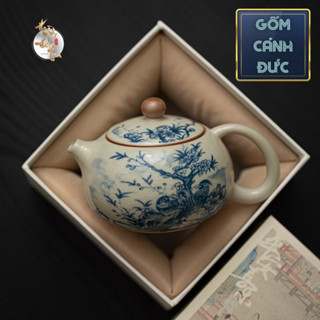 Ấm Trà Tây Thi Men Cổ Xuân Thu Đời Tống HOÀNG ĐAN TEA Gốm Cảnh Đức Uống Pha Trà Đạo 230ML - Quà Tặng