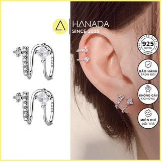[BH TRỌN ĐỜI] Bông Tai BẠC 925 HANADA Kẹp Vành Tai Không Cần Lỗ Xỏ Cách Điệu  Đính Đá Đơn Giản 2278 B20