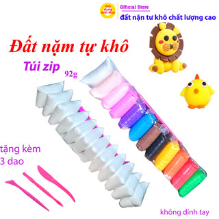 Đất nặn an toàn cho bé không dính da tay , không mùi tạo hình tự khô túi zip 12 gói - GDAH