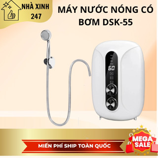 Máy nước nóng trực tiếp có bơm tăng áp DSK-55 2 núm làm nóng nhanh chóng,công suất máy 5500w máy kèm vòi sen và aptomat