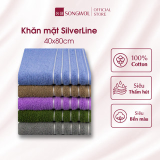 Khăn mặt chính hãng Hàn Quốc Songwol Silver Line sợi cotton cao cấp dày dặn thấm hút tốt