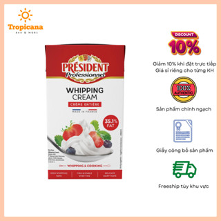 Kem sữa tươi Whipping Cream President - Hộp 1L - Date 27.12.2025