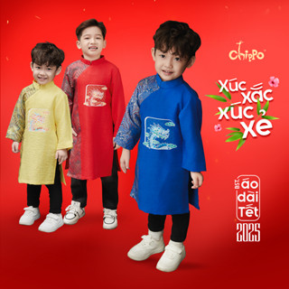 Áo dài tết dáng cách tân hình vẩy Rồng đón tết Chippo cho bé trai từ 3 đến 12 Tuổi(12-43Kg)
