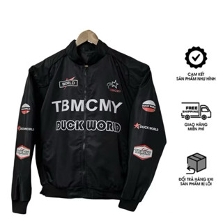 Áo Khoác Dù Nam Nữ 2 lớp in DuckWorld thể thao tay đua lớp dày 2 màu đen