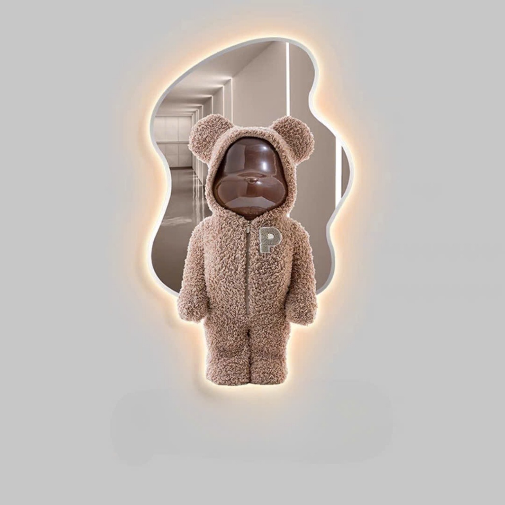 (KIỂU MỚI )Tranh gấu Bearbrick, Kaws - Tranh tráng gương đèn led - tranh treo tường