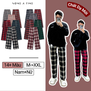 Quần Kẻ Caro Ống Suông Rộng Sometime 8 Màu Nam Nữ Unisex Có Giải Rút Vải Không Xù Mặc Đi Chơi Đi Ngủ-CR01