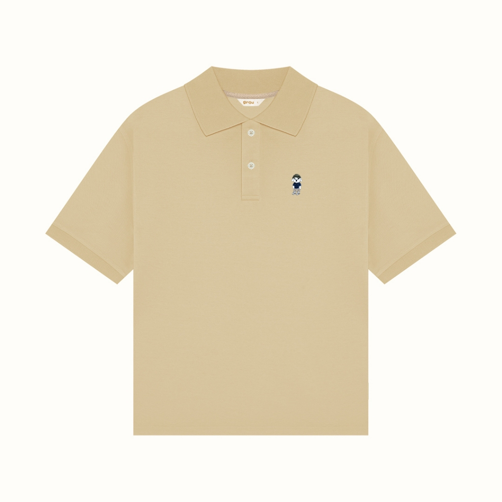 Áo Polo Trơn Grau Premium Pique Logo Thêu