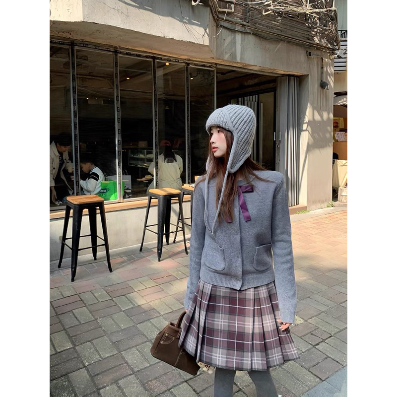 Áo cardigan xám túi HANNIE