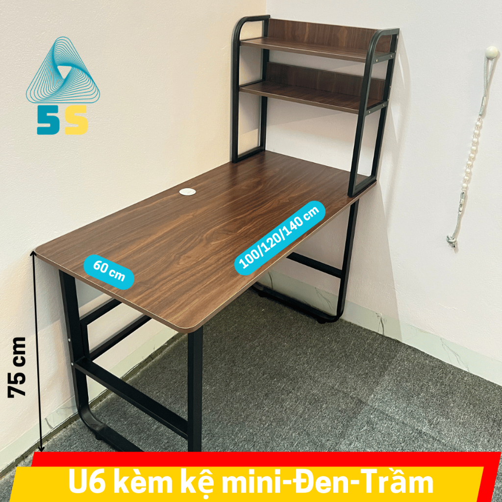 Bàn Học U Cong Có Kệ Sách – Mặt Gỗ MDF 15mm – Khung Thép Sơn Tĩnh – Bền Đẹp, An Toàn Cho Bé | BigBuy360 - bigbuy360.vn