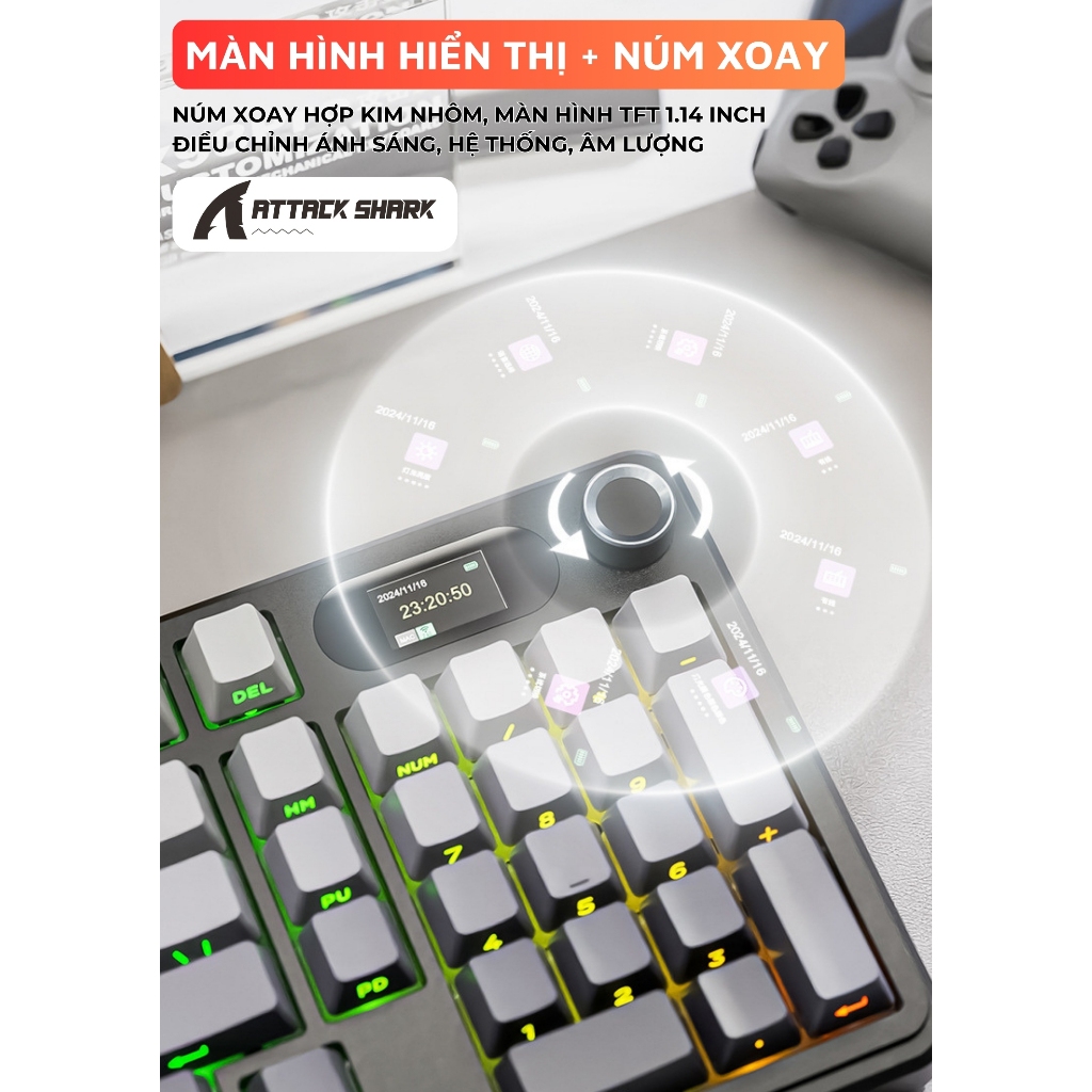 Bàn Phím Cơ Không Dây Attack Shark X98 Pro Max Màn Hình LCD - Núm Xoay -  App Tùy Chỉnh Nâng Cao | BigBuy360 - bigbuy360.vn