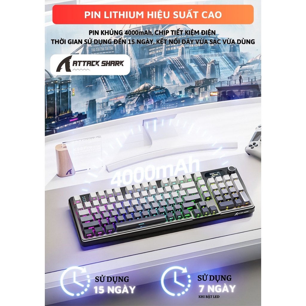 Bàn Phím Cơ Không Dây Attack Shark X98 Pro Max Màn Hình LCD - Núm Xoay -  App Tùy Chỉnh Nâng Cao | BigBuy360 - bigbuy360.vn