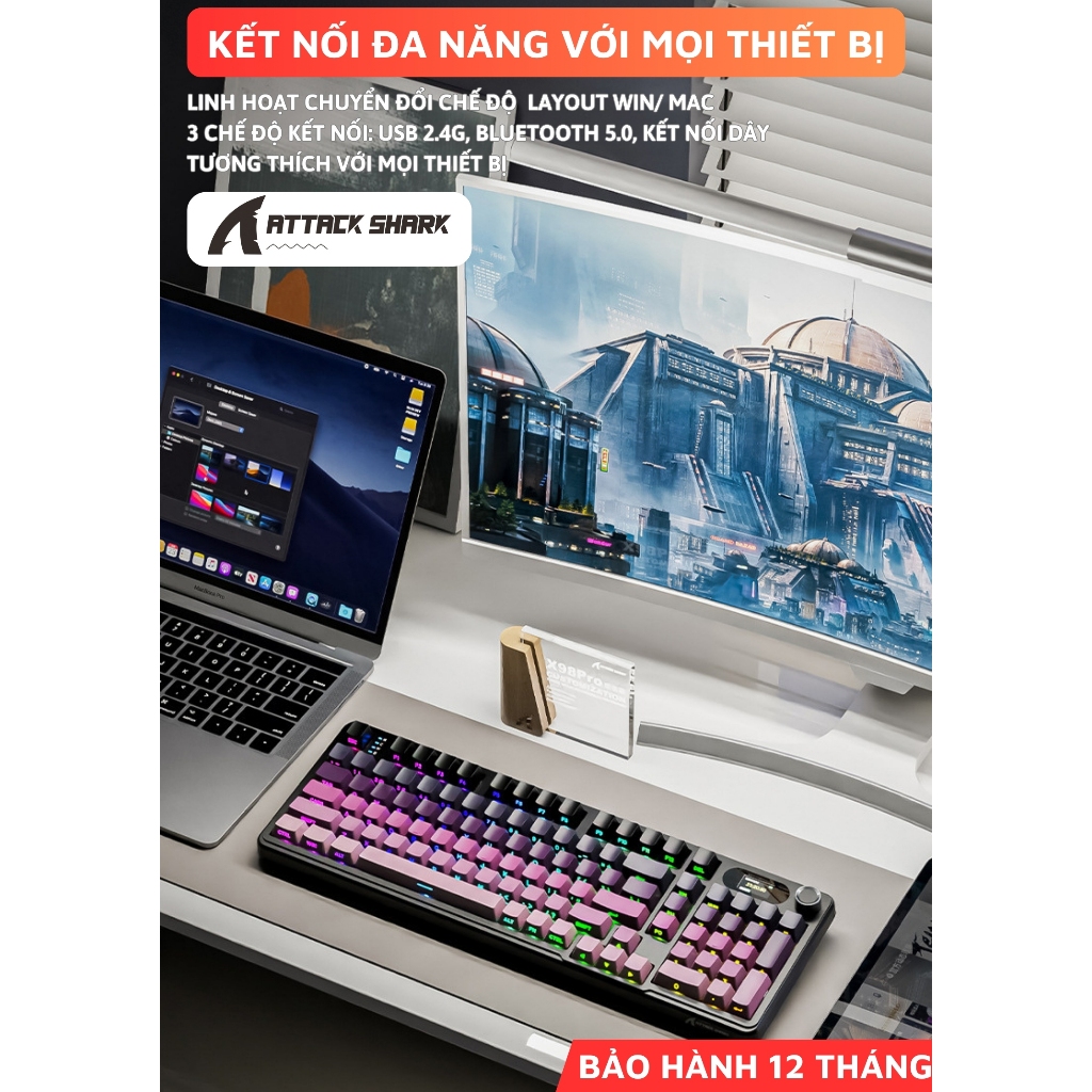Bàn Phím Cơ Không Dây Attack Shark X98 Pro Max Màn Hình LCD - Núm Xoay -  App Tùy Chỉnh Nâng Cao | BigBuy360 - bigbuy360.vn