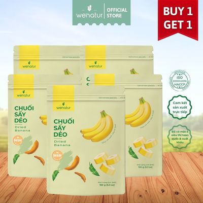 [Mua 5 tặng 1] Combo 5 Gói Chuối Sấy Dẻo Không Đường 150g we'natur (tặng 1 chuối sấy dẻo 150g)
