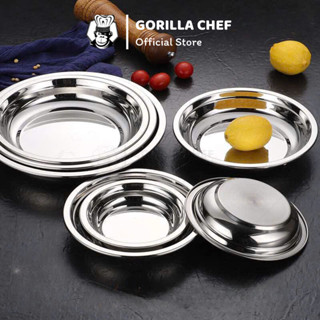 Đĩa inox phong cách Hàn Quốc 18-28cm Gorilla Chef thiết kế đơn giản, sang trọng