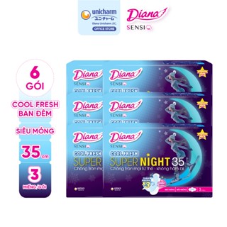 Bộ 6 gói băng vệ sinh ban đêm Diana Sensi Cool Fresh Supernight 35cm 3 miếng/gói