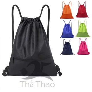 Balo dây rút, Túi rút thể thao có khóa kéo, đựng quần áo, giày đá bóng, chống thấm nước giao màu ngẫu nhiên