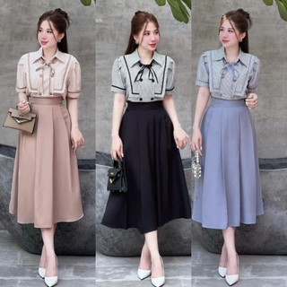 Thời Trang Nữ Bộ Bigsize 40-95Kg - Set Áo Và Chân Váy Dài Qua Gối Thiết Kế Dự Tiệc Giá Rẻ
