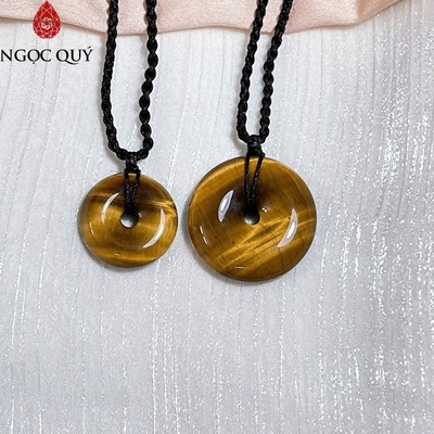 Dây chuyền đồng điếu mắt hổ vàng nâu  - Ngọc Quý