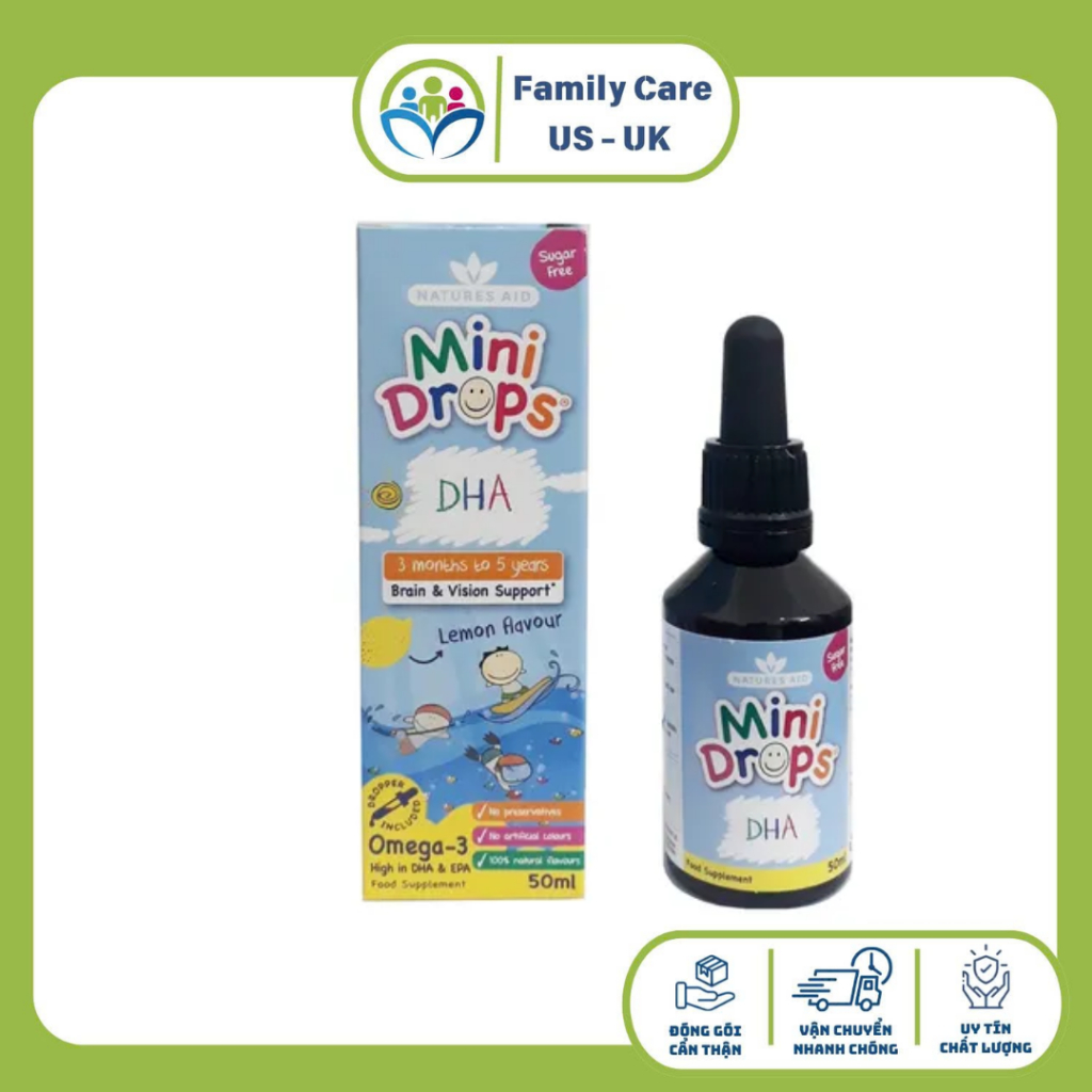 DHA Drop Nature Aid Dha Mini Drops Anh 50ml cho bé